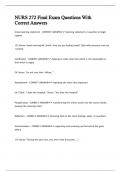 NURS 272 Final Exam Questions With Correct Answers 
