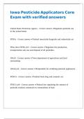 Iowa Pesticide Applicators Core Exam with verified answers 