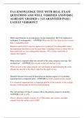 FAA KNOWLEDGE TEST WITH REAL EXAM  QUESTIONS AND WELL VERIFIED ANSWERS &vert;  ALREADY GRADED &plus; &vert; GUARANTEED PASS &vert;  LATEST VERSION&excl;&excl;&excl;