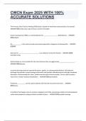 CWCN Exam 2025 WITH 100&percnt;  ACCURATE SOLUTIONS