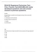 RVIA RV Registered Technician Test - FULL Practice Test -DACUM- with newly developed questions and answers