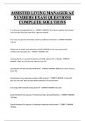 ASSISTED LIVING MANAGER AZ  NUMBERS EXAM QUESTIONS  COMPLETE SOLUTIONS  