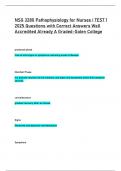 NSG 3280 Pathophysiology for Nurses I TEST 1  2025 Questions with Correct Answers Well  Accredited Already A Graded-Galen College