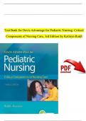 TEST BANK For Davis Advantage for Pediatric Nursing&colon; Critical Components of Nursing Care&comma; 3rd Edition by Kathryn Rudd&comma; Complete Chapter's 1 - 22&comma; 100 &percnt; Verified