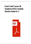 Excel Crash Course Exam With 100&percnt; Correct Answers 2025