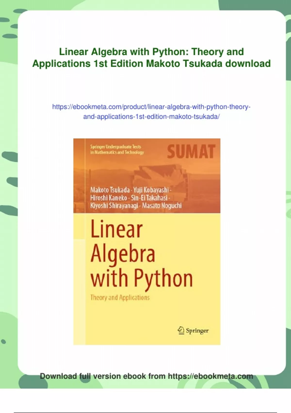 Summary Linear Algebra with Python: Theory and Applications 1st Edition ...