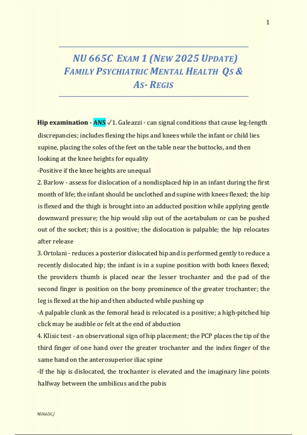 NU 665C EXAM 1 (NEW 2025 UPDATE) FAMILY PSYCHIATRIC MENTAL HEALTH QS ...