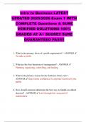 Intro to Business LATEST UPDATED 2025&sol;2026 Exam 1 WITH COMPLETE Questions & SURE VERIFIED SOLUTIONS 100&percnt; GRADED AT A&plus; SCORE&excl;&excl; SURE GUARANTEED PASS&excl;&excl;