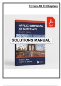 Solution Manual for Applied Strength of Materials &lpar;7th Edition&rpar; &vert; Mott&comma; 2022 &vert; All 13 Chapters Covered