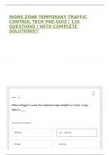 WORK ZONE TEMPORARY TRAFFIC CONTROL TECH PRE-QUIZ &vert; 110 QUESTIONS &vert; WITH COMPLETE SOLUTIONS&excl;&excl;