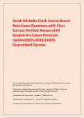 Sarah Michelle Crash Course Brand New Exam Questions with Clear Correct Verified Answers&vert;All Graded A&plus;&vert;Latest Premium Update&lpar;2025-2026&rpar;&vert;100&percnt; Guaranteed Success&period;