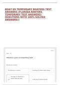 BOAT ED TEMPORARY BOATERS TEST ANSWERS &lpar;FLORIDA RENTERS TEMPORARY TEST ANSWERS&rpar; QUESTIONS WITH 100&percnt; SOLVED ANSWERS&excl;&excl;