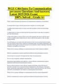 WGU C464 Intro To Communication pre assess Questions AndAnswers&vert; Latest 2025&sol;2026 Exam&vert; 100&percnt; Solved&hellip;Grade A&plus;