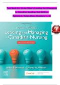 TEST BANK For Leading And Managing In Canadian Nursing&comma; 2nd Edition&comma; by Patricia S&period; Yoder-Wise&comma; Verified Chapters 1 - 32&comma; Complete Newest Version