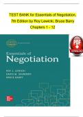 TEST BANK for Essentials of Negotiation&comma; 7th Edition by Roy Lewicki&comma; Bruce Barry Chapters 1 - 12