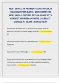 NICET LEVEL 1 IN HIGHWAY CONSTRUCTION EXAM QUESTION BANK &vert; 2025 COMPLETE  NICET LEVEL 1 TESTING ACTUAL EXAM WITH  CORRECT VERIFIED ANSWERS &vert; ALREADY  GRADED A&plus; EXAM &vert; BRAND NEW