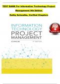 TEST BANK For Information Technology Project Management 9th Edition by Kathy Schwalbe&comma; Verified Chapters 1 - 13&comma; Complete Newest Version