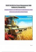 TEST BANK for Farm Management 10th Edition by Ronald Kay Complete Chapters &lpar;1 -22&rpar; 