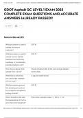 GDOT Asphalt QC LEVEL 1 EXAM 2025 COMPLETE EXAM QUESTIONS AND ACCURATE ANSWERS &vert;ALREADY PASSED&excl;&excl;