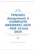 TPN2601 Assignment 3 (COMPLETE ANSWERS) 2025 - DUE 14 July 2025