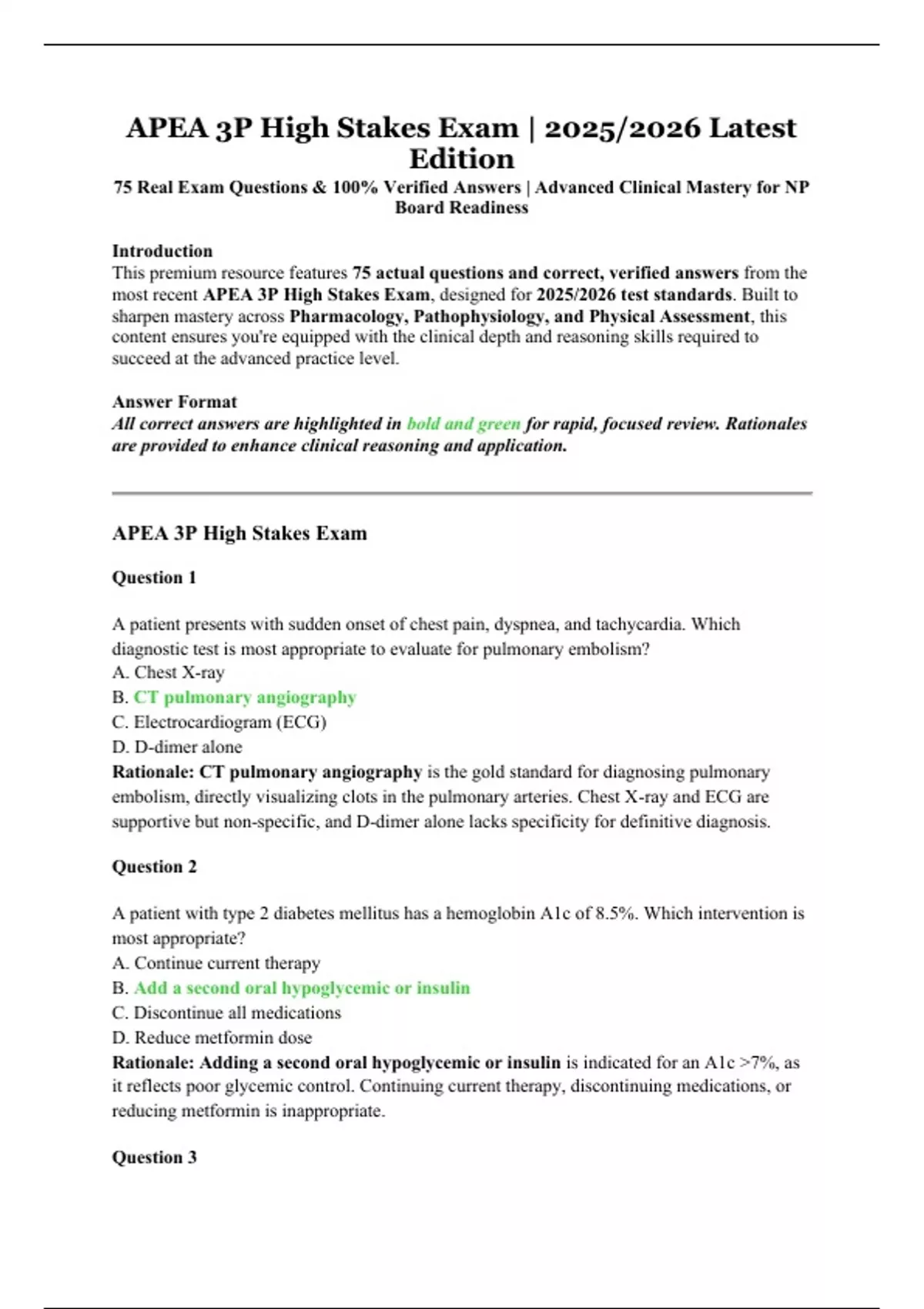 APEA 3P High Stakes Exam 2025/2026 Advanced Practice Education APEA 3P High Stakes Exam 2025/2026 Advanced Practice Education