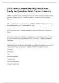 NURS 6005 &lpar;Mental Health&rpar; Final Exam Study Set Questions With Correct Answers