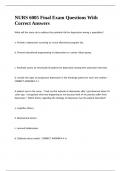 NURS 6005 Final Exam Questions With Correct Answers