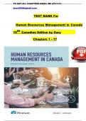 Test Bank - Human Resources Management in Canada&comma; 15th Edition by Gary Dessler&comma; All 17 Chapters Covered&comma; Verified Latest Edition