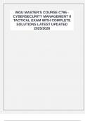WGU MASTER'S COURSE C795 - CYBERSECURITY MANAGEMENT II TACTICAL EXAM WITH COMPLETE SOLUTIONS LATEST UPDATED 2025&sol;2026