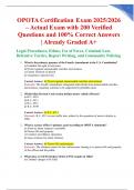 OPOTA Certification Exam 2025&sol;2026 &ndash; Actual Exam with 200 Verified Questions and 100&percnt; Correct Answers &vert; Already Graded A&plus;