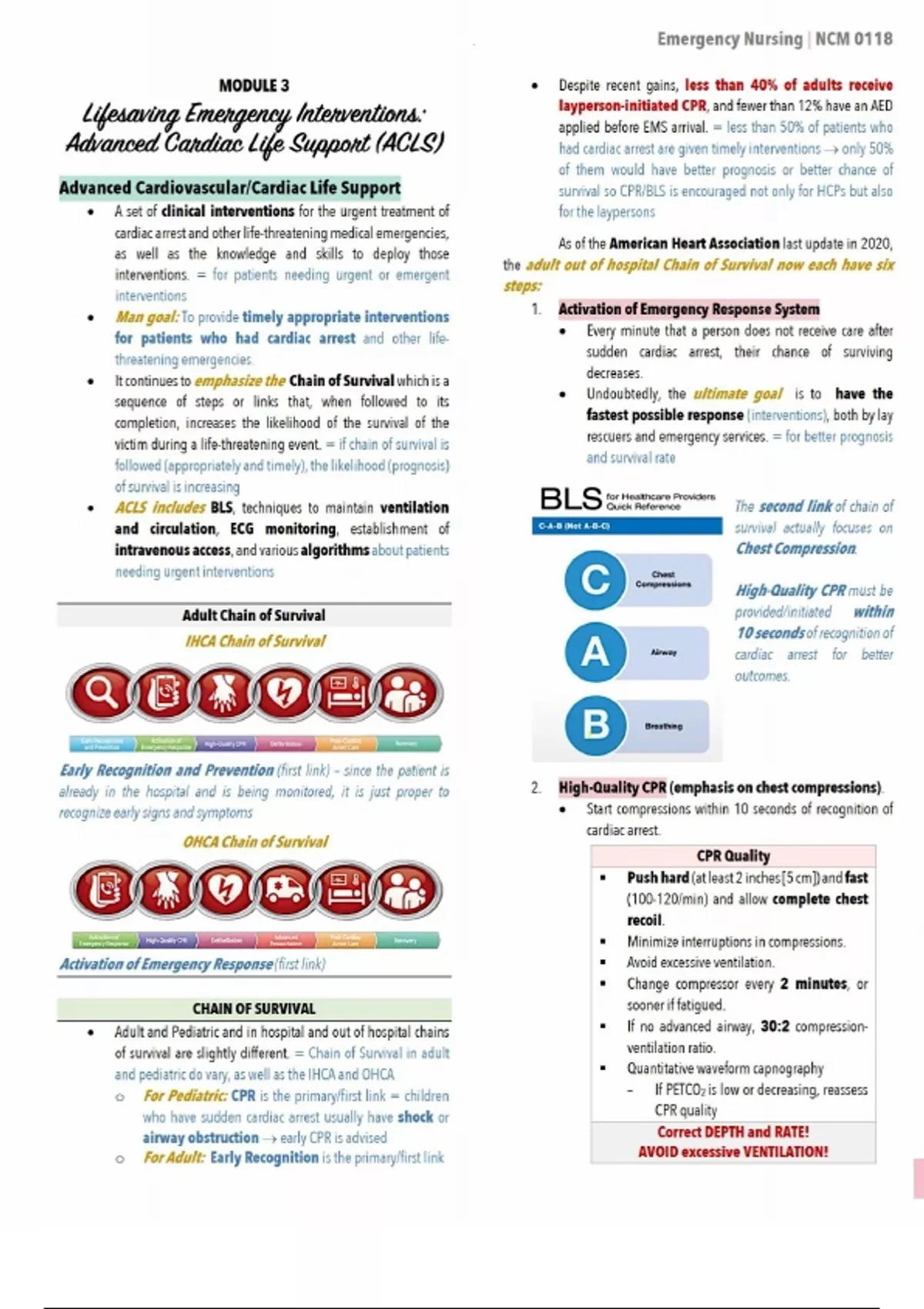 Module 3 Lifesaving Emergencies Intervention ACLS (Advanced ...