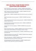 NSG 430 Final Exam Review Topics questions and answers