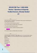 NCLEX RN Test 1 2025-2026 Review &sol; Questions & Expertly Verified Answers&comma; Already Graded A&plus; 