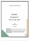 EDS4803 Assignment 2 2025 &lpar;COMPREHENSIVE ANSWERS&rpar; Due 25 July 2025