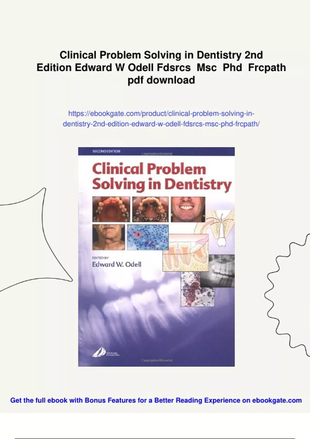 Summary Clinical Problem Solving in Dentistry 2nd Edition Edward W ...