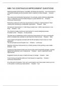 MBA 745 CONTINUOUS IMPROVEMENT QUESTIONS&period;