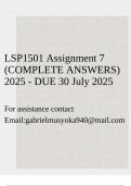 LSP1501 Assignment 7 &lpar;COMPLETE ANSWERS&rpar; 2025 - DUE 30 July 2025