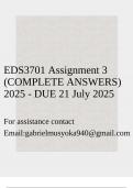 EDS3701 Assignment 3 &lpar;COMPLETE ANSWERS&rpar; 2025 - DUE 21 July 2025