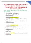 RN ATI Fundamentals Test Bank 2025&sol;2026 &ndash; 500 Actual Questions & Verified Answers &vert; Covers Chapters 1&ndash;58 &vert; Fundamentals of Nursing 10th Edition