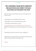 TEFL UNIVERSAL EXAM WITH COMPLETE 200 QUESTIONS AND CORRECT DETAILED SOLUTIONS JUST RELEASED THIS YEAR