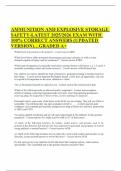 AMMUNITION AND EXPLOSIVE STORAGE SAFETY-LATEST 2025&sol;2026 EXAM WITH 100&percnt; CORRECT ANSWERS &lpar;UPDATED VERSION&rpar;&hellip;GRADED A&plus;