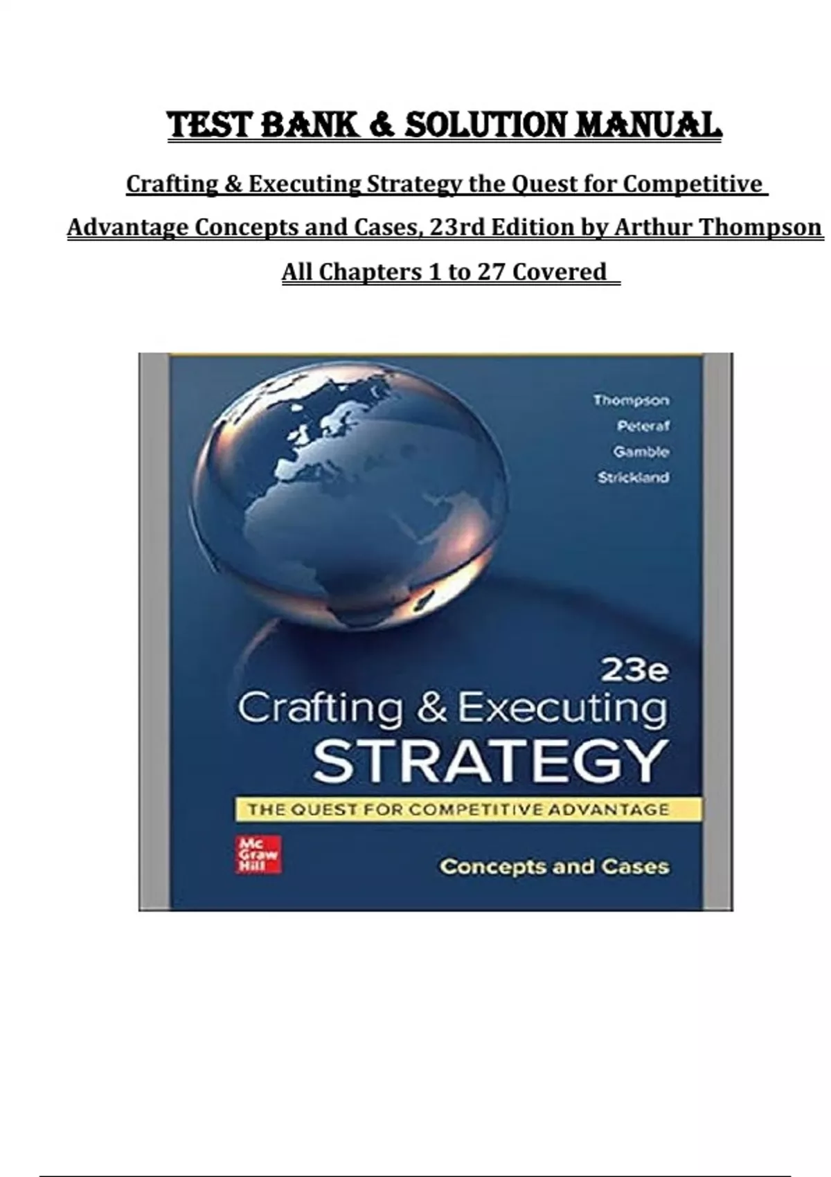 Test Bank & Solution Manual – Crafting & Executing Strategy: The Quest ...