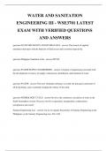 WATER AND SANITATION ENGINEERING III - WSE3701 LATEST EXAM WITH VERIFIED QUESTIONS AND ANSWERS 