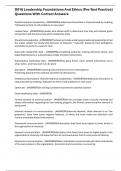 D016 Leadership Foundations And Ethics &lpar;Pre-Test Practice&rpar; Questions With Correct Answers