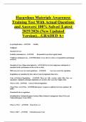 Hazardous Materials Awareness Training Test With Actual Questions and Answers&vert; 100&percnt; Solved &vert;Latest 2025&sol;2026 &lpar;New Updated Version&rpar;&hellip;GRADED A&plus;