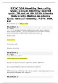 PSYC 309 Healthy Sexuality Quiz&colon; Sexual Identity scored quiz&colon; 78 out of 80 2025 Liberty University Online Academy