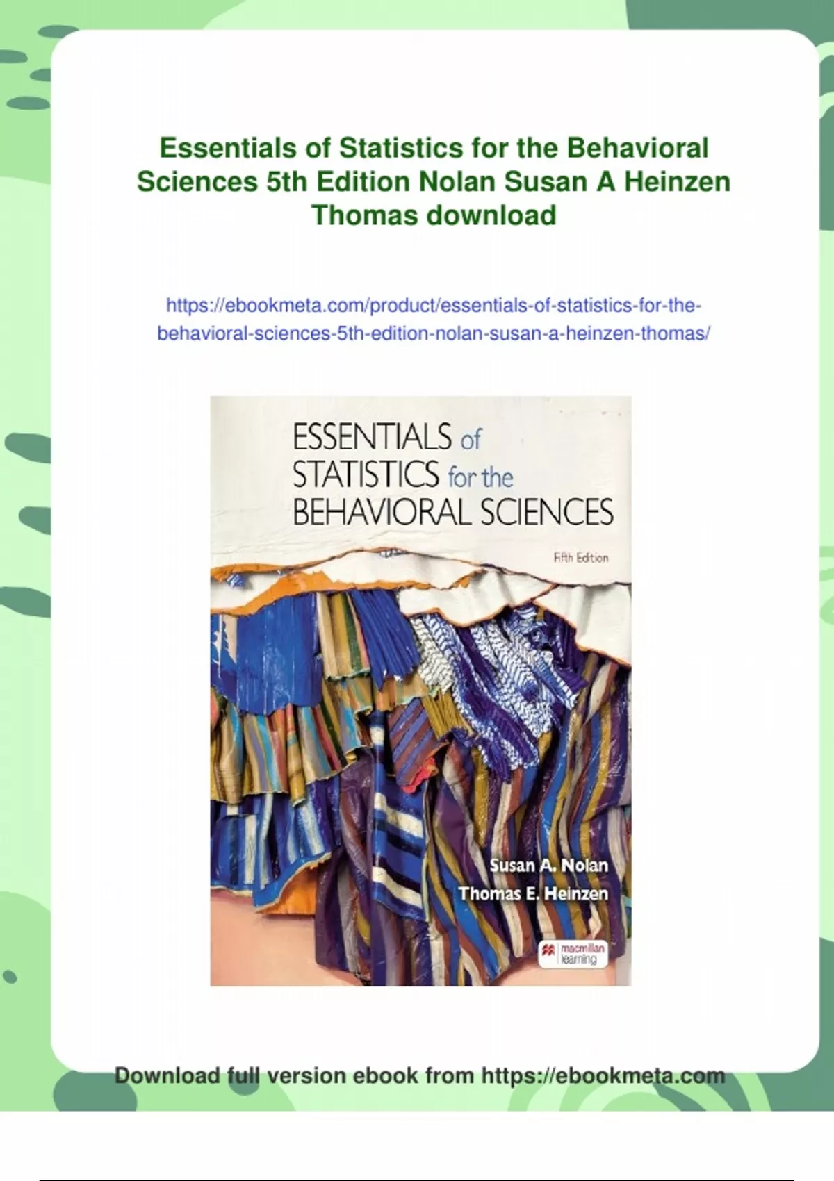 Summary Essentials of Statistics for the Behavioral Sciences 5th ...