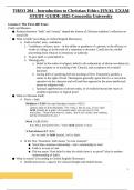 THEO 204 - Introduction to Christian Ethics FINAL EXAM STUDY GUIDE 2025 Concordia University