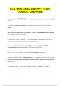 CNA FINAL EXAM 2025 WITH 100&percnt; CORRECT ANSWERS