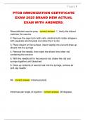 PTCB IMMUNIZATION CERTIFICATE  EXAM 2025 BRAND NEW ACTUAL  EXAM WITH ANSWERS&period;
